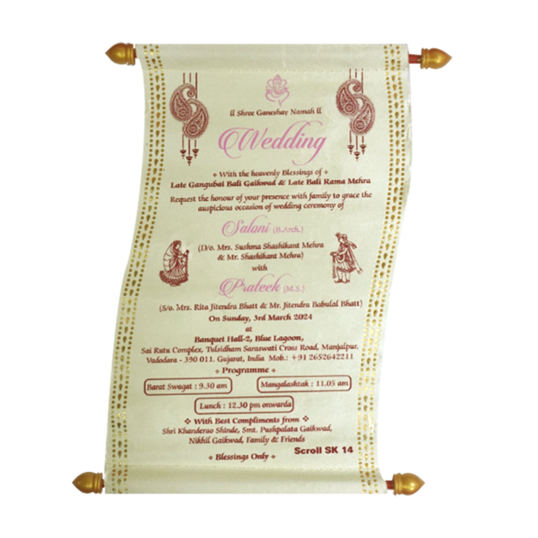 White Scroll Wedding Invitation-KJTS0014
