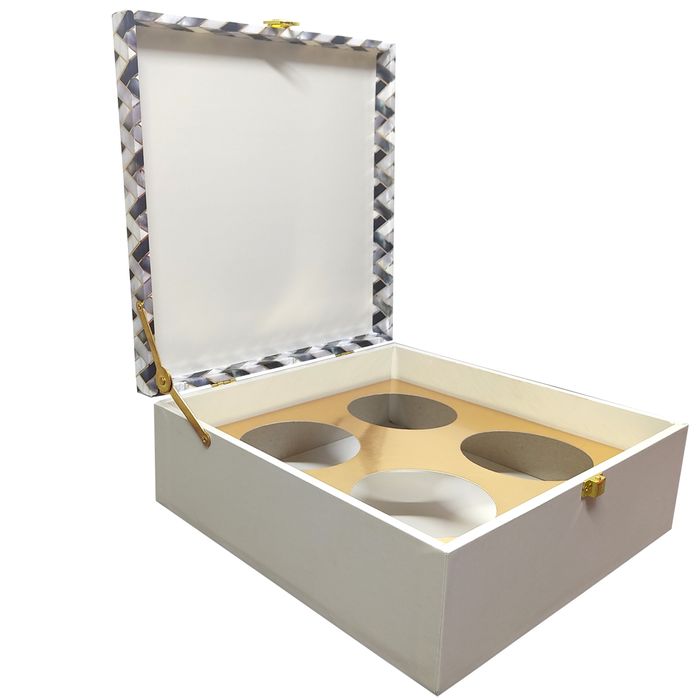 White And Grey Square Box Invitation-KBX0501