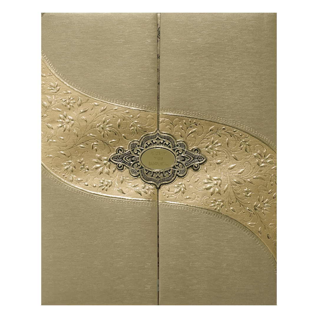 Check out Gold Floral Padded Wedding Card at best price. ✅WhatsApp Support ✅Express Delivery.|King of cards.