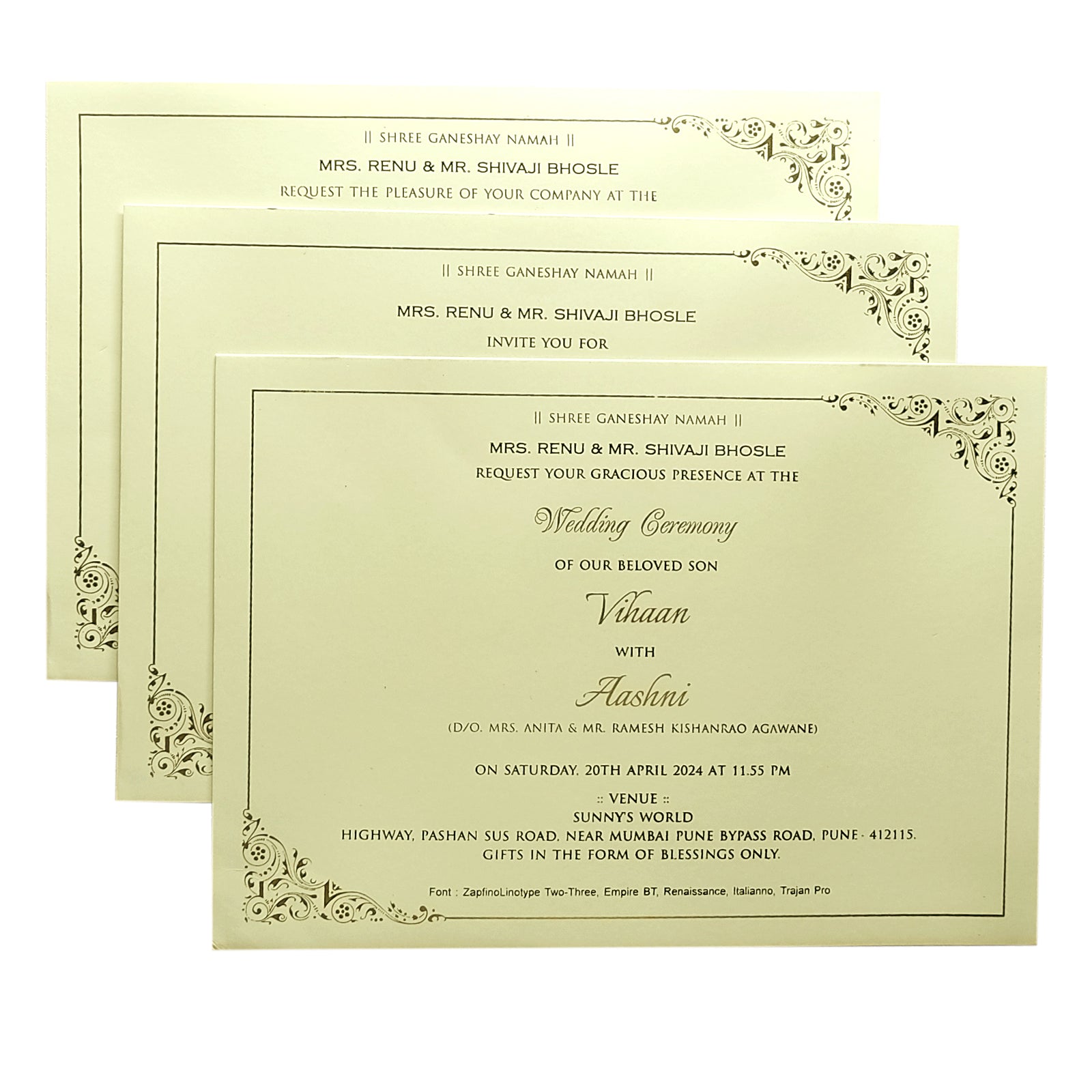Cream Foil Padded Invitation Card-KRC29690