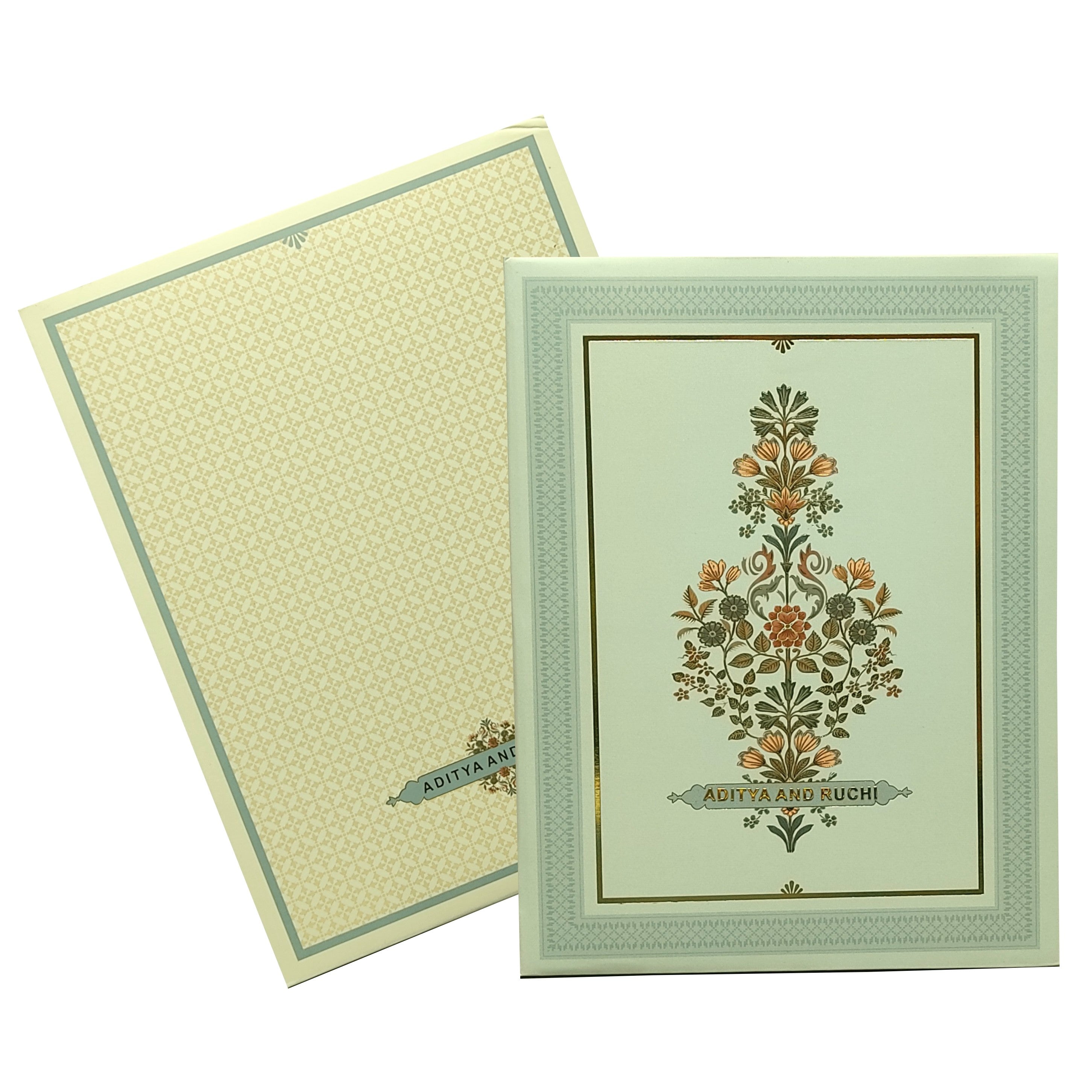 Light Blue Padded Royal Wedding Card-KBM04460