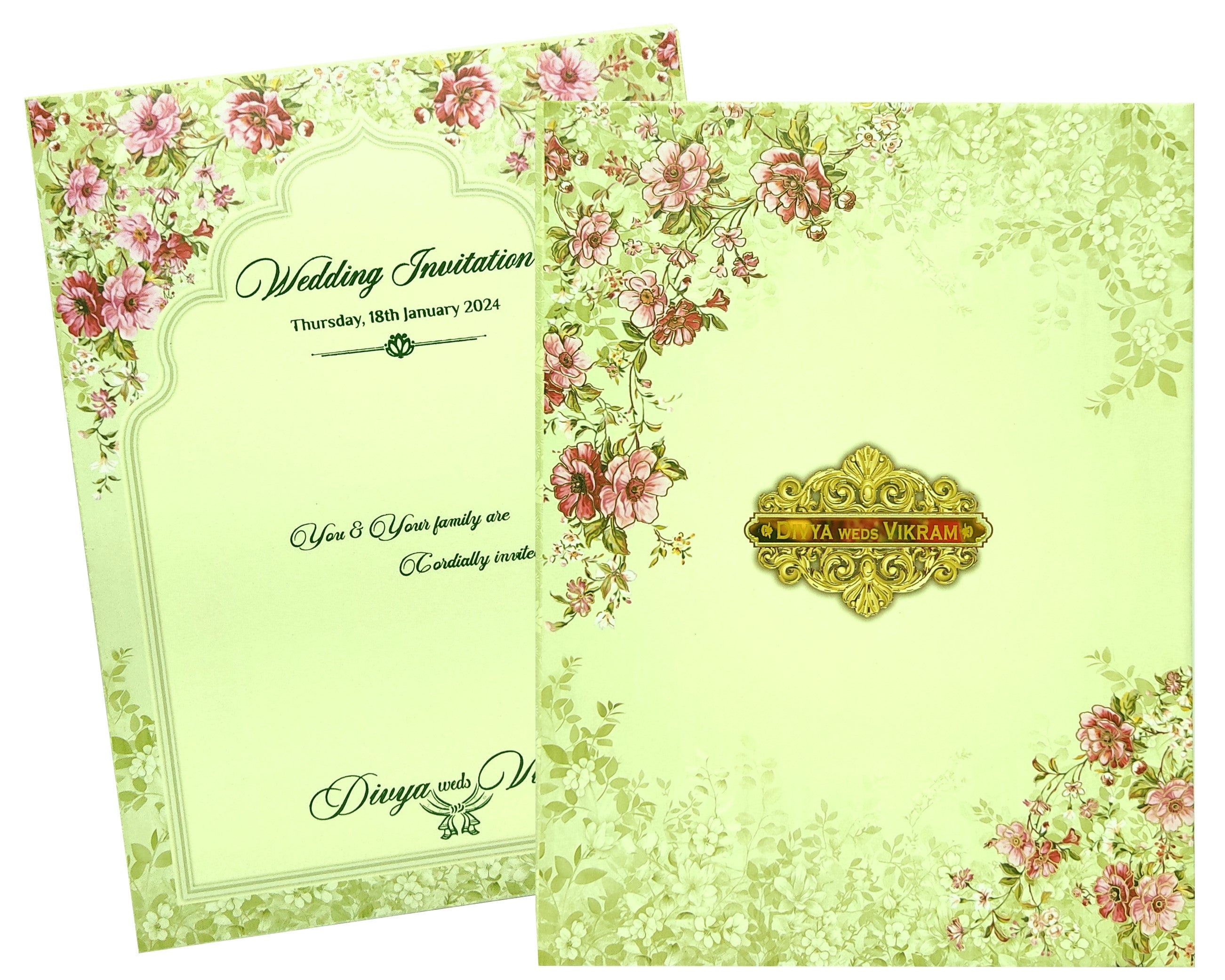 Cream Floral Padded Offset Print With Name Plate-KNPO1507C