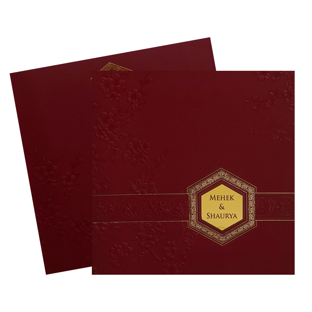 Red Embossed Wedding Card-KPR09060