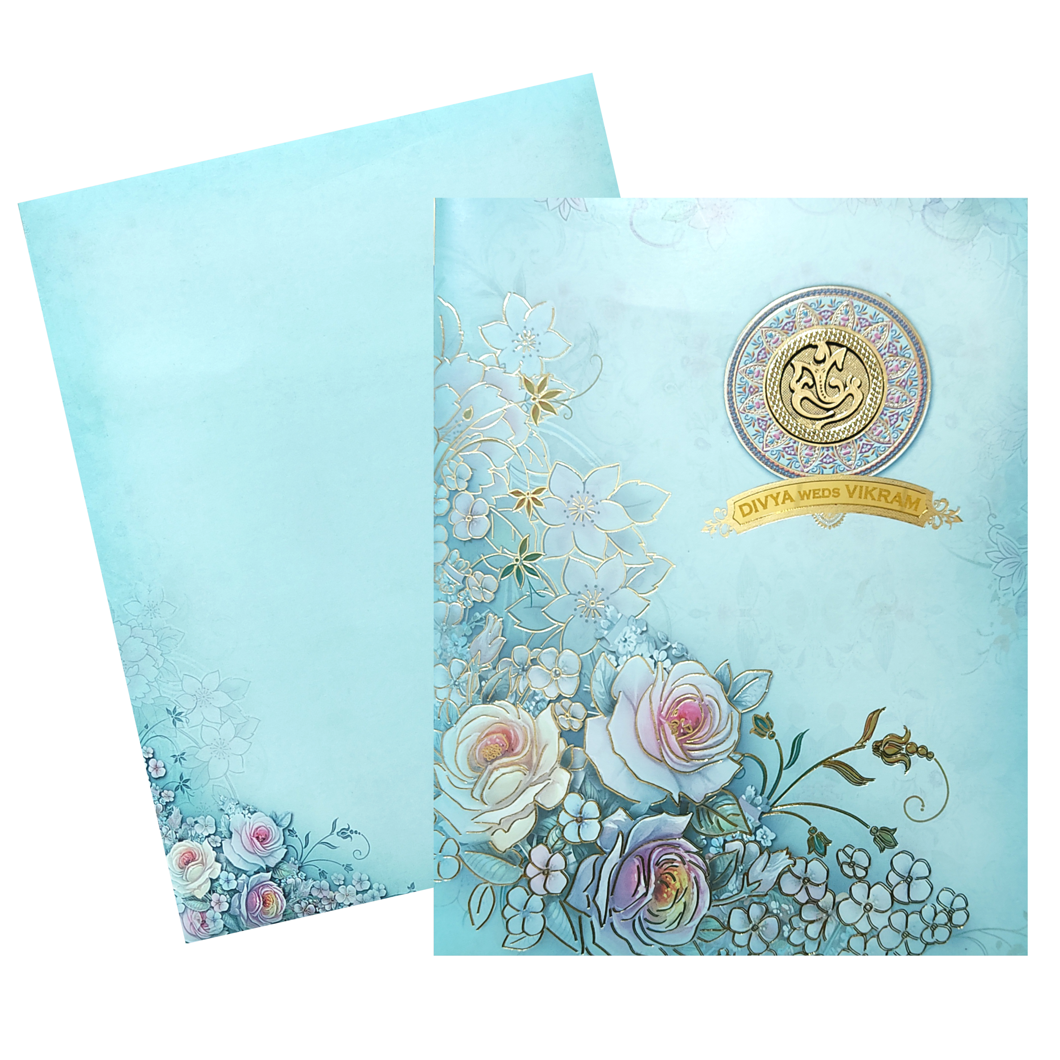 Pista Green Floral Door Type Invitation Card-KNKJ1129