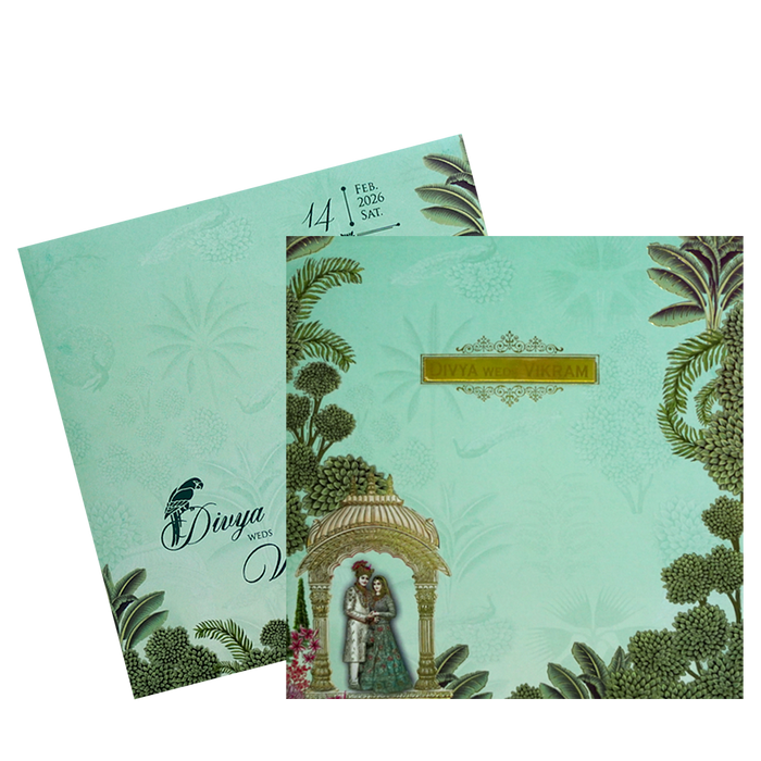 Green Traditional Nameplate Invitation Card-King of Cards