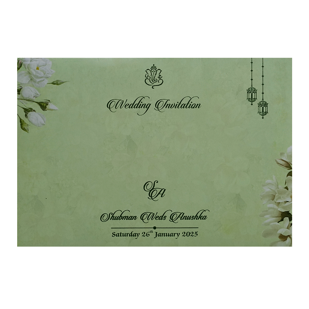 Dark Green Padded Marriage Invitation Card-KRB8230