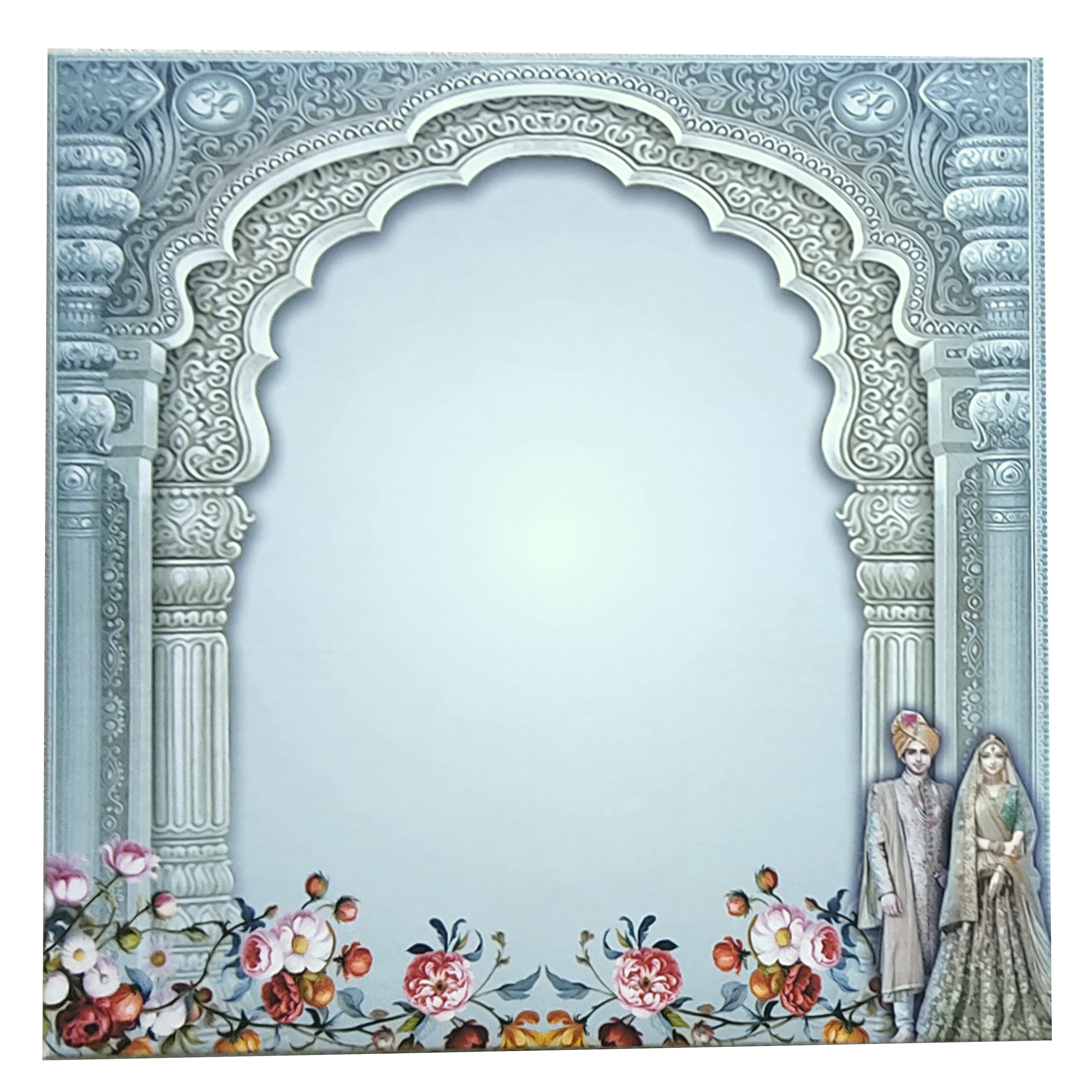 Grey Bride and Groom Door Type Invitation Card-KNKD8103