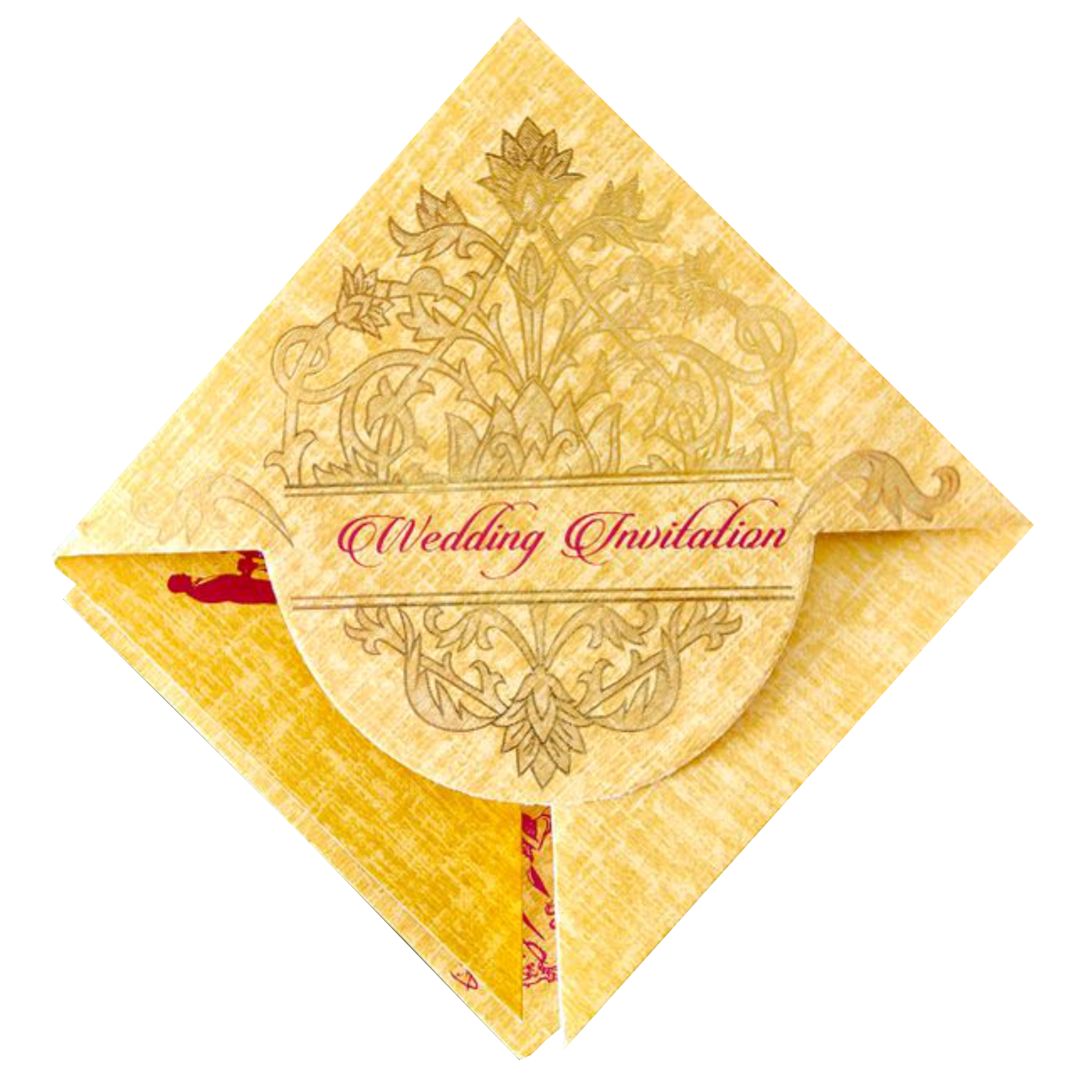 Gold Designer Personal Invitation Card In Gold Foiling Print With Bag-KNF9101G