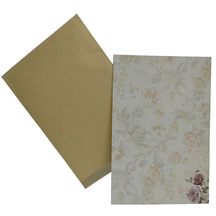 Cream single sheet card floral gold envelope invitation card-King of Cards