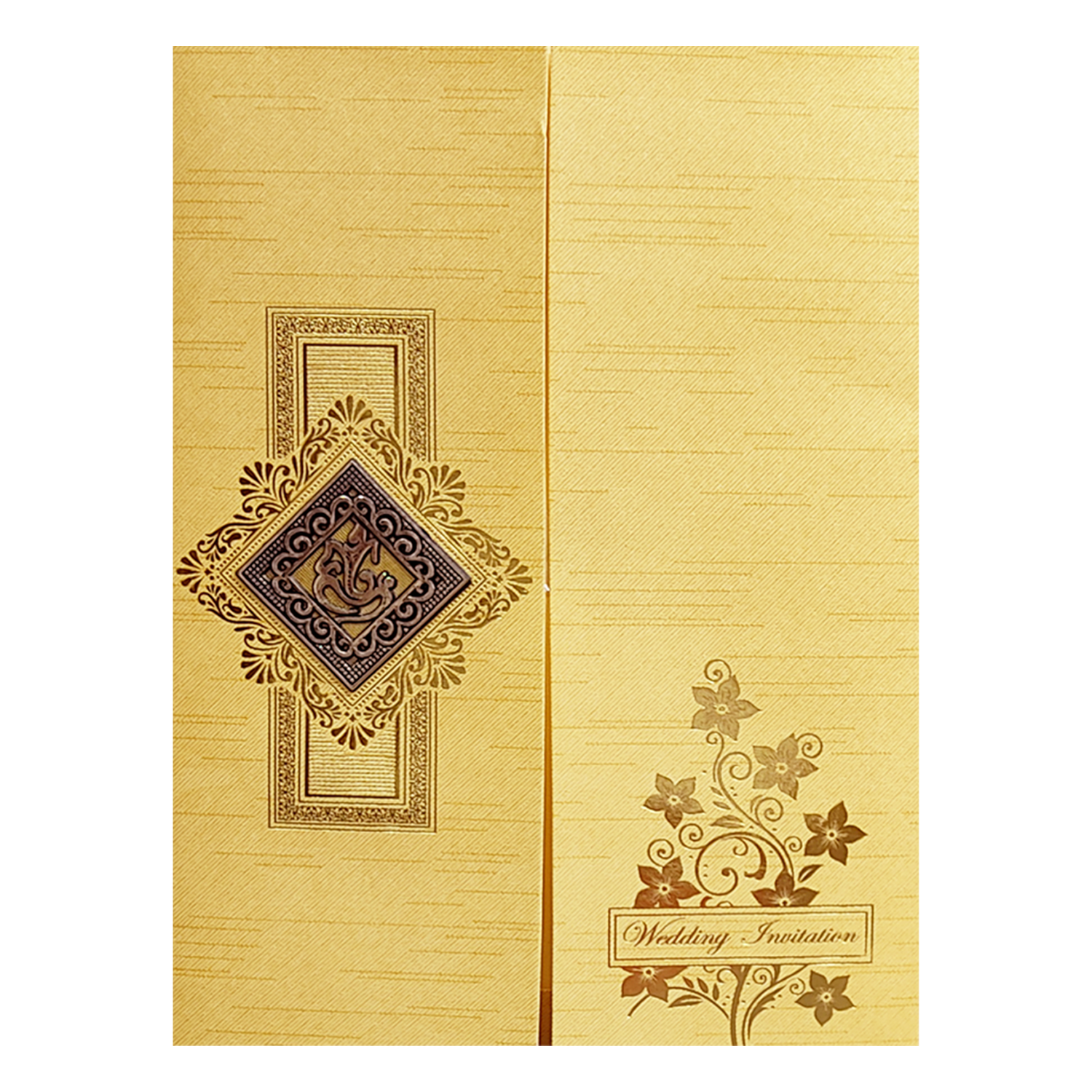 Metallic Gold Green Door Ganesha Wedding Card-KNRM7076G