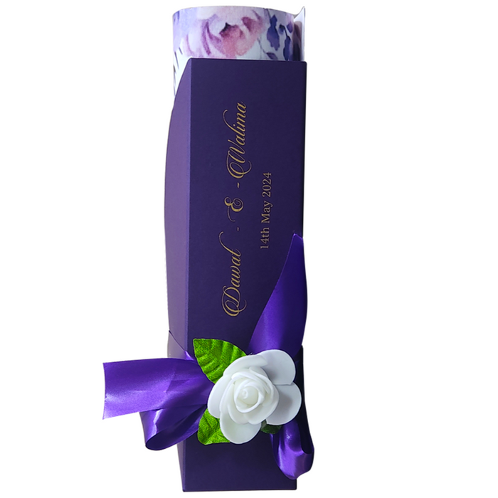 Violet Floral Scroll Invitation Card-King of Cards