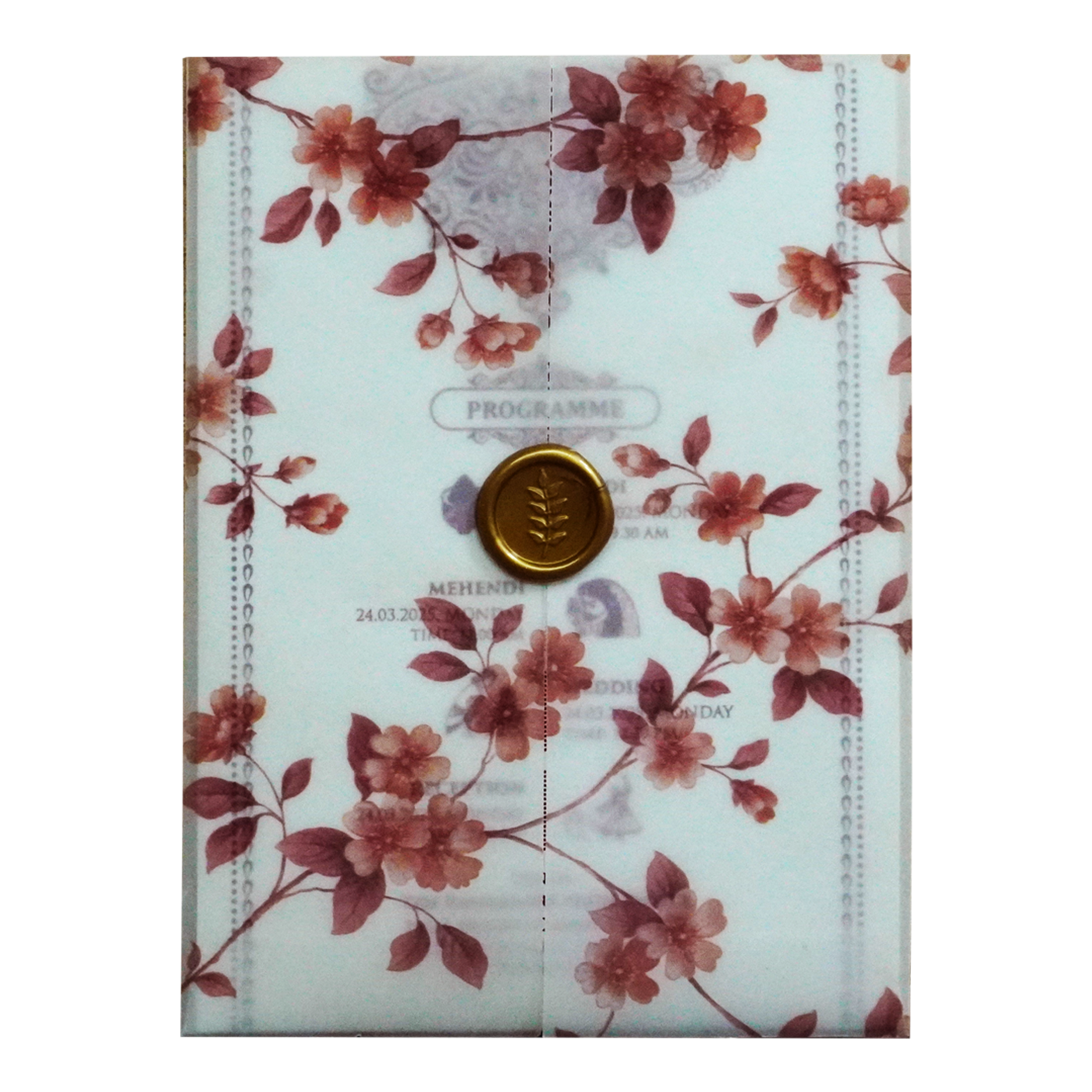 White Floral Tracing Invitation Card-KNGE6081