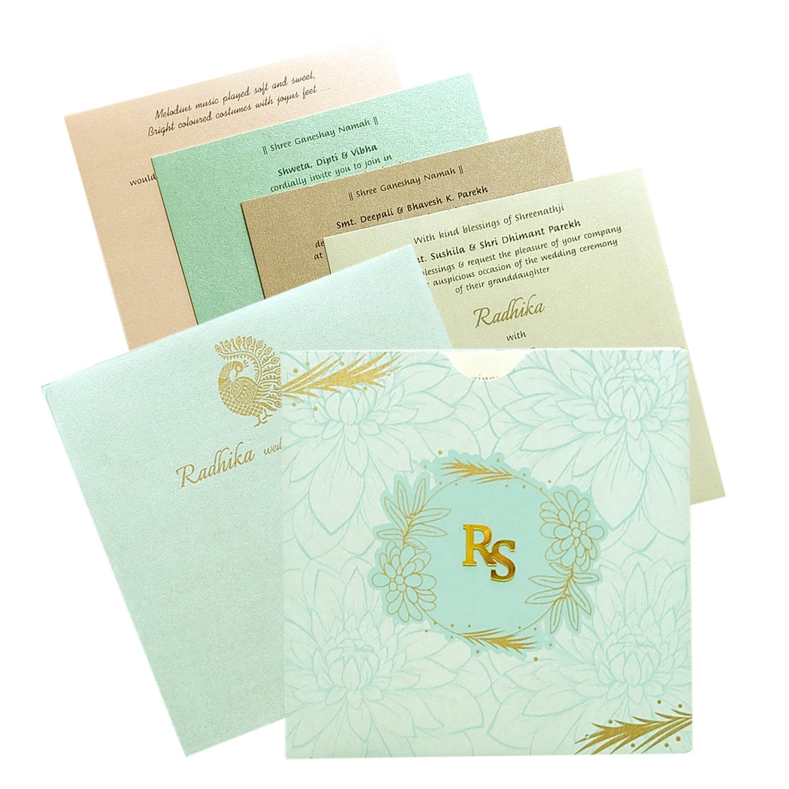 Blue Floral Nameplate Invitation Card-KRC29501