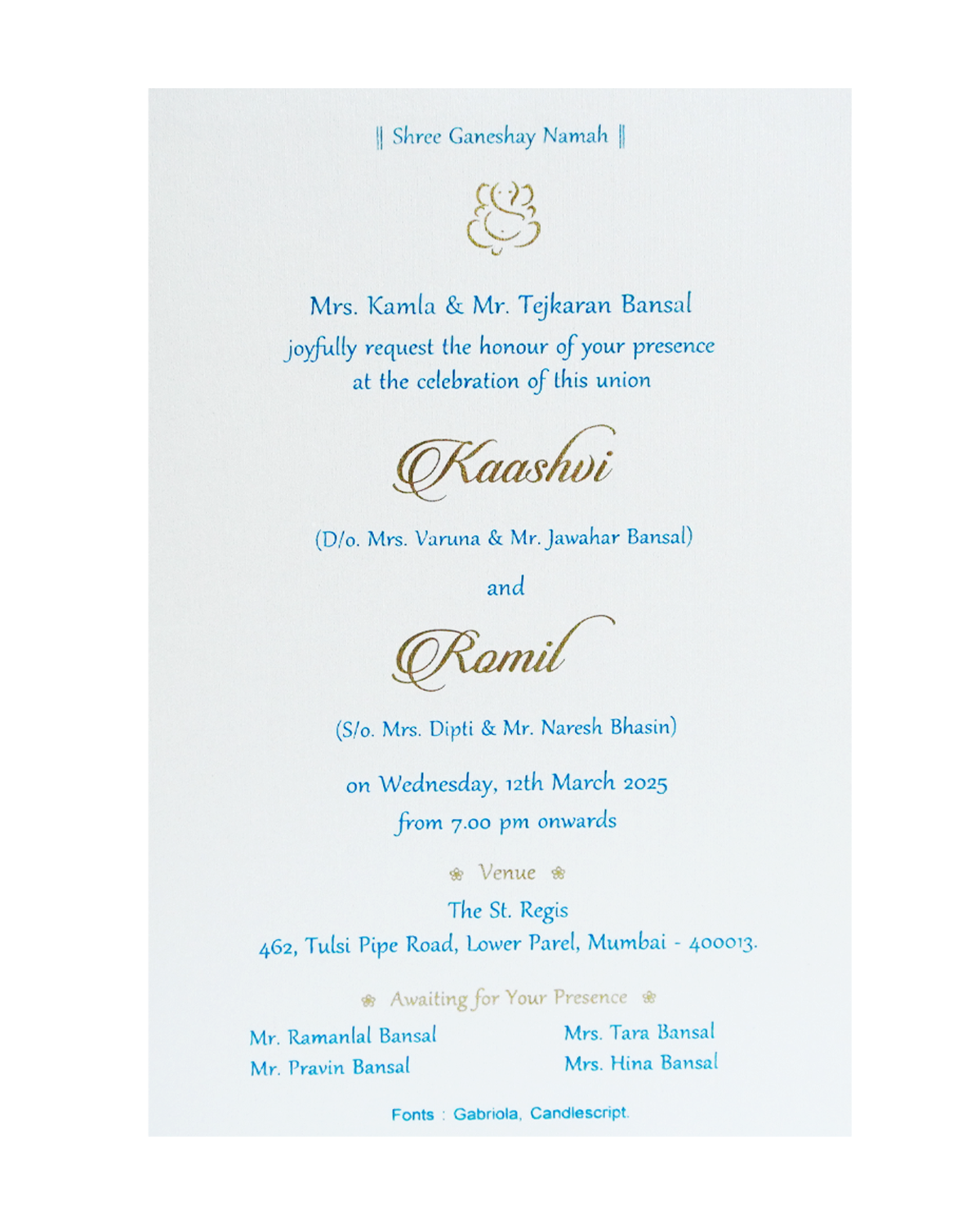 Blue Glitter Tracing Sheet Invitation Card-KRCS7420
