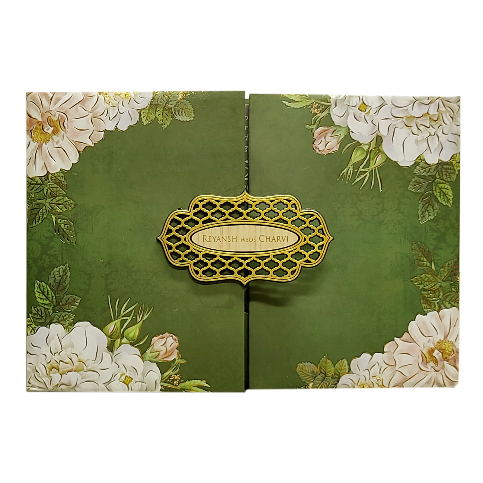 Dark Olive Green Padded Invitation-KVN06550