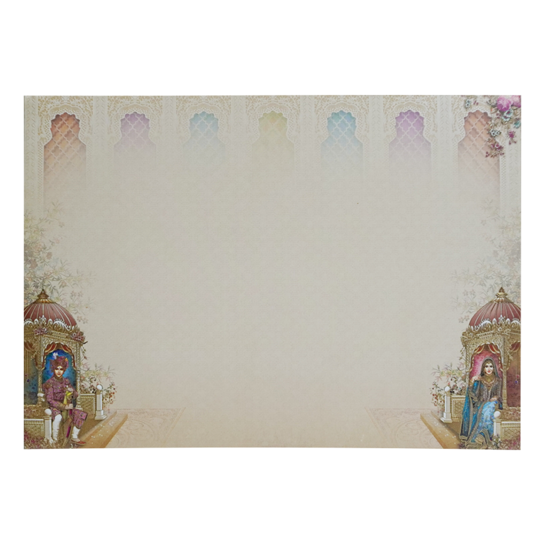 Cream Royal Bride Groom Padded Wedding Card-KAC05870