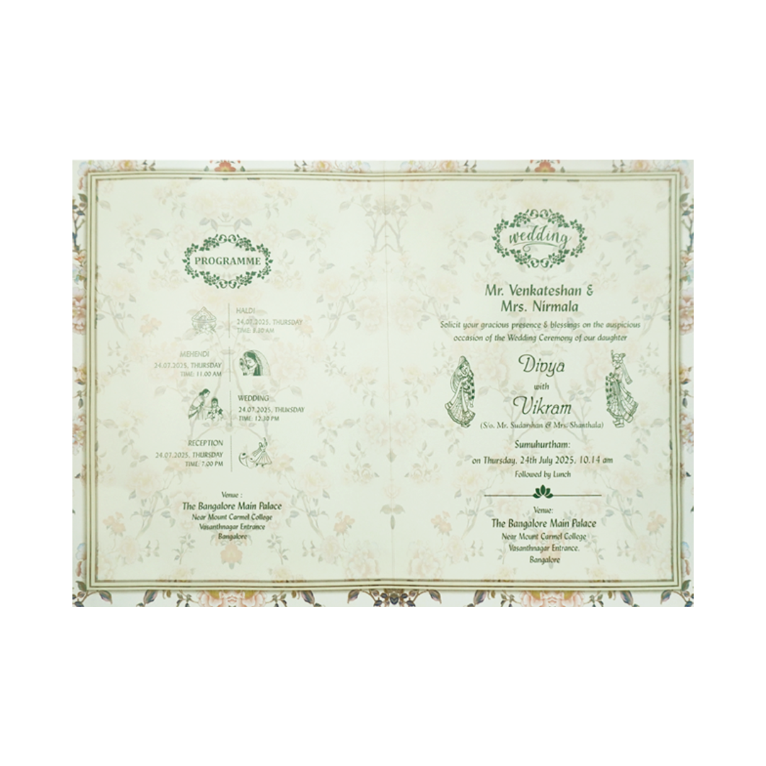 Floral Green Wedding Card-KNAS3101