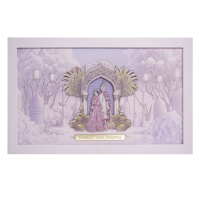 Pink Pop-up Padded Wedding Card Design-King of Cards