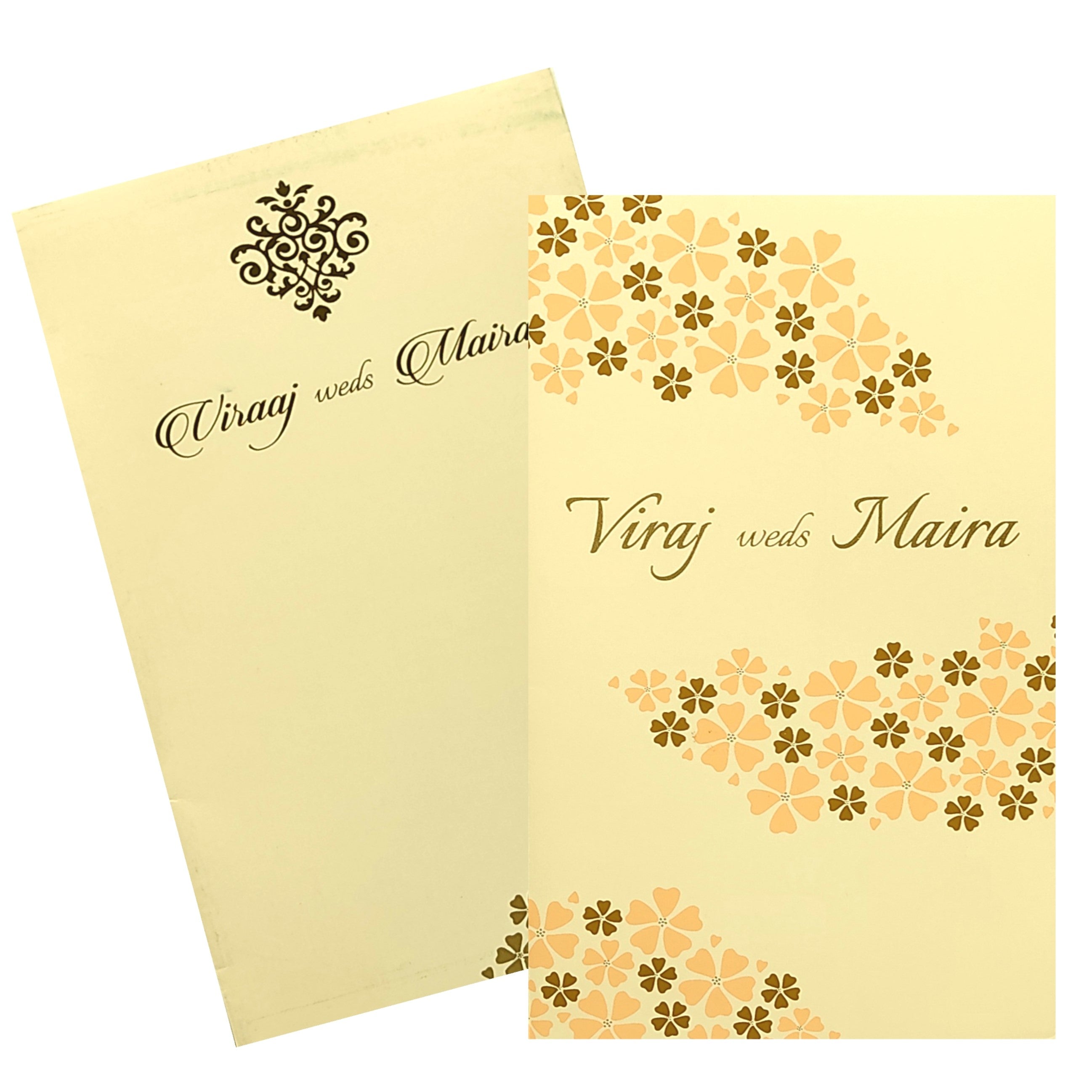 Cream Floral Single Sheet Invitation Card-KRC29871