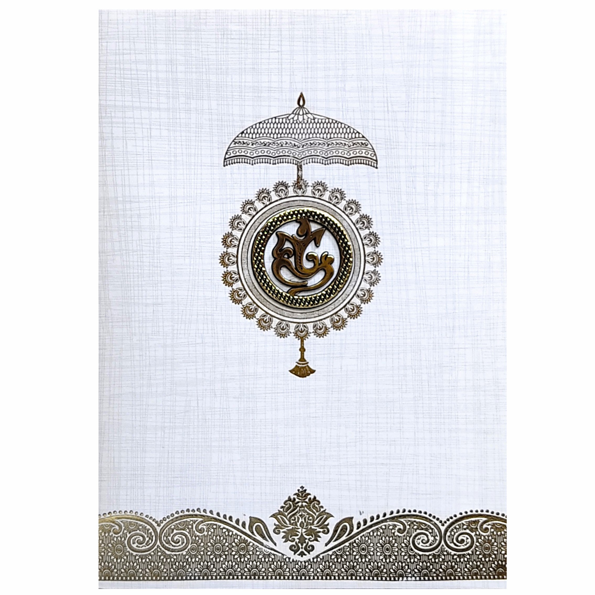 Grey Metallic Invitation With Umbrella And Ganesha Sticker-KNCP24GG