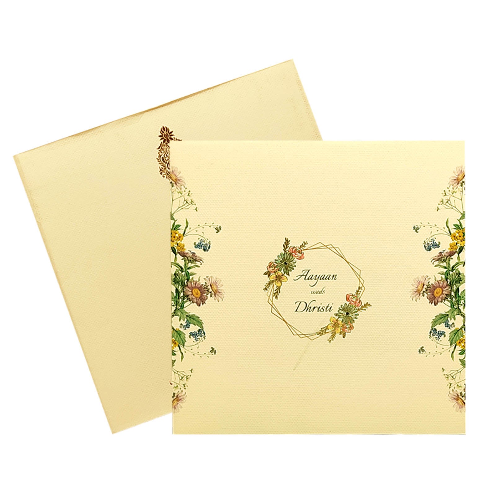 Peach Pink Floral Invitation Card-KRC29412