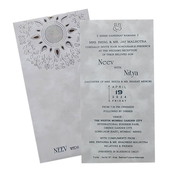 Grey Single Sheet Wedding Card-King of Cards