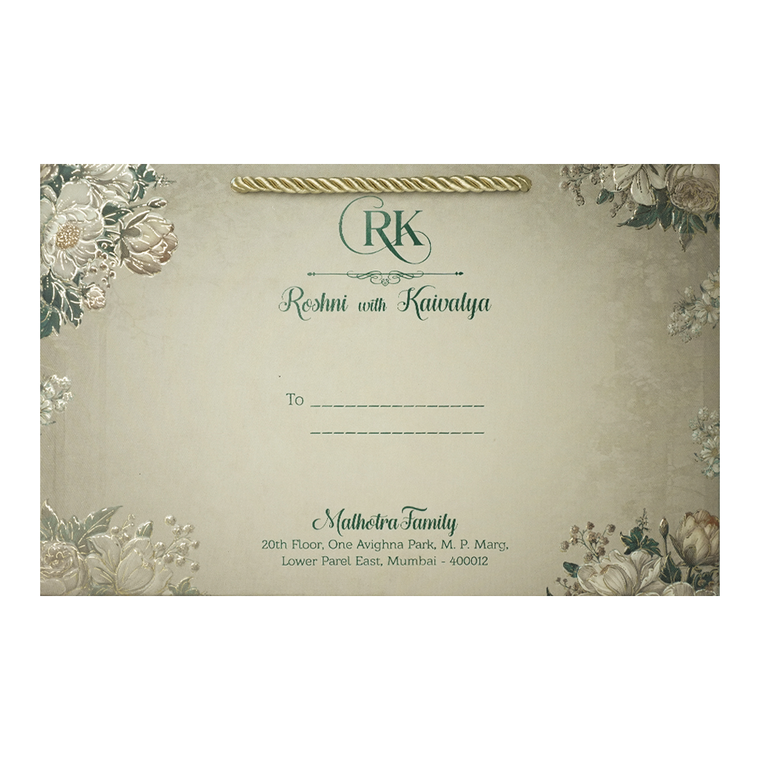 Dark Green Floral Wedding Invitation Box - KSI64170