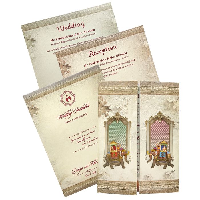 Grey Padded Door Type With Elephant Design-KNPO9510G