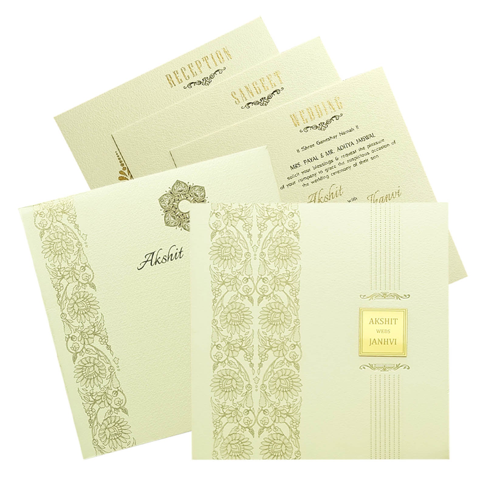 Celebrate in style with customized White Floral Padded Invitation Card Order now! ?WhatsApp Support ?Express Delivery.