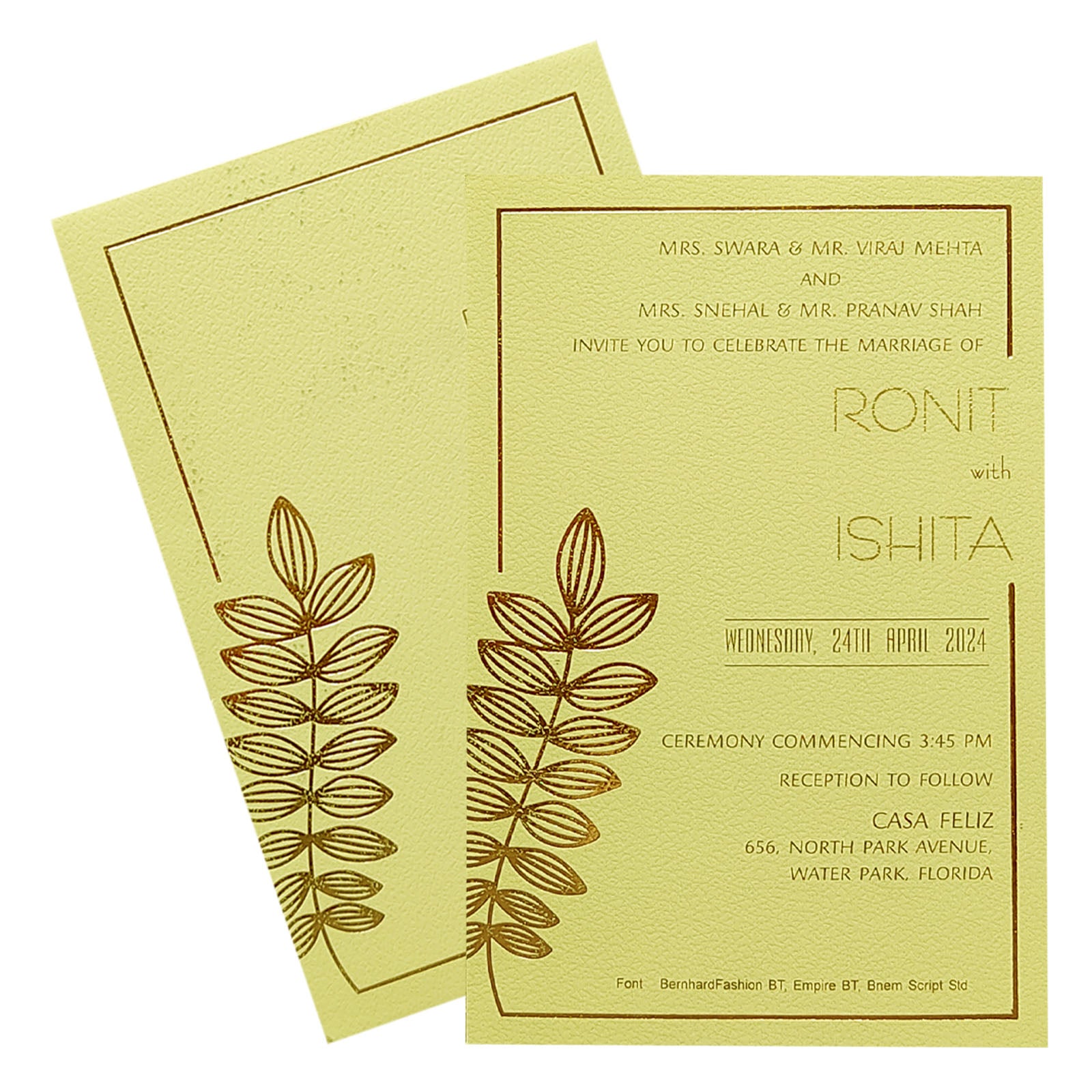 Cream Design Single Sheet Invitation Card-KRCS5011