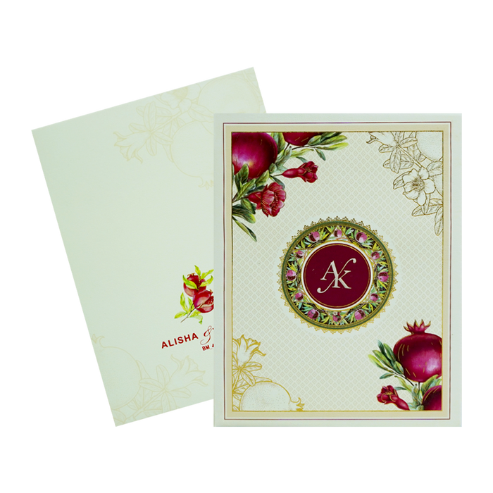 Cream Pomegranate Wedding Card-King of Cards