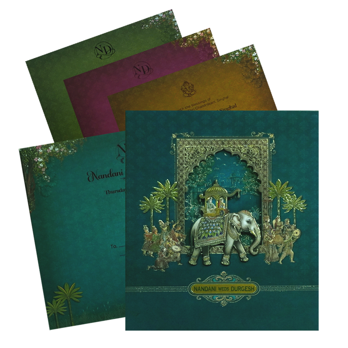 Dark Green MDF Wedding Card-King of Cards