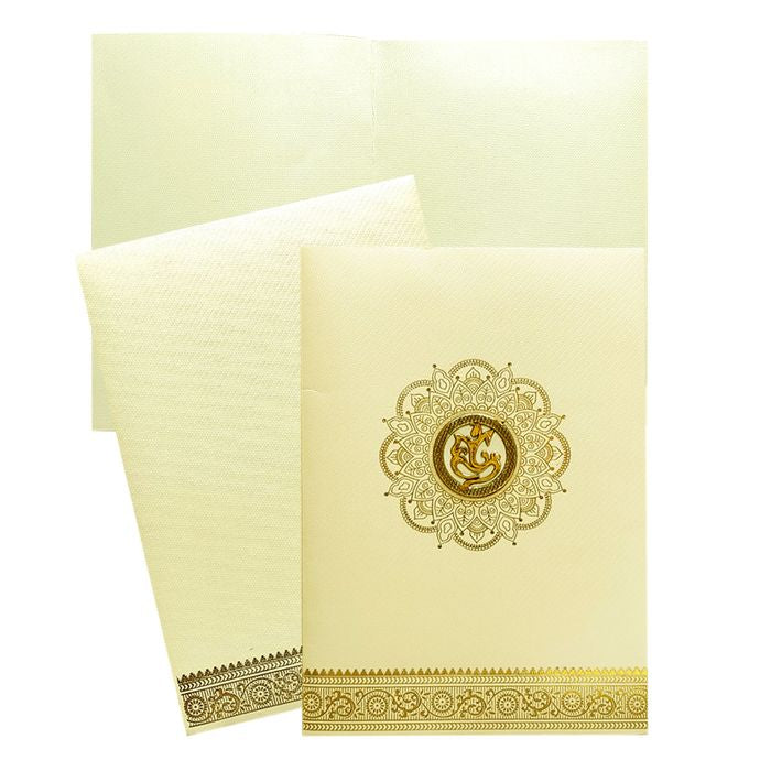 White Ganesha Foil Invitation Card-King of Cards