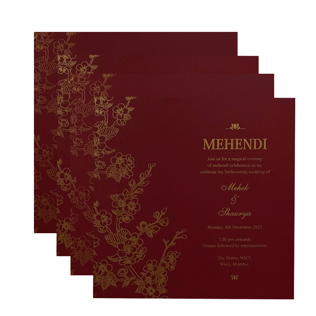 Red Embossed Wedding Card-KPR09060