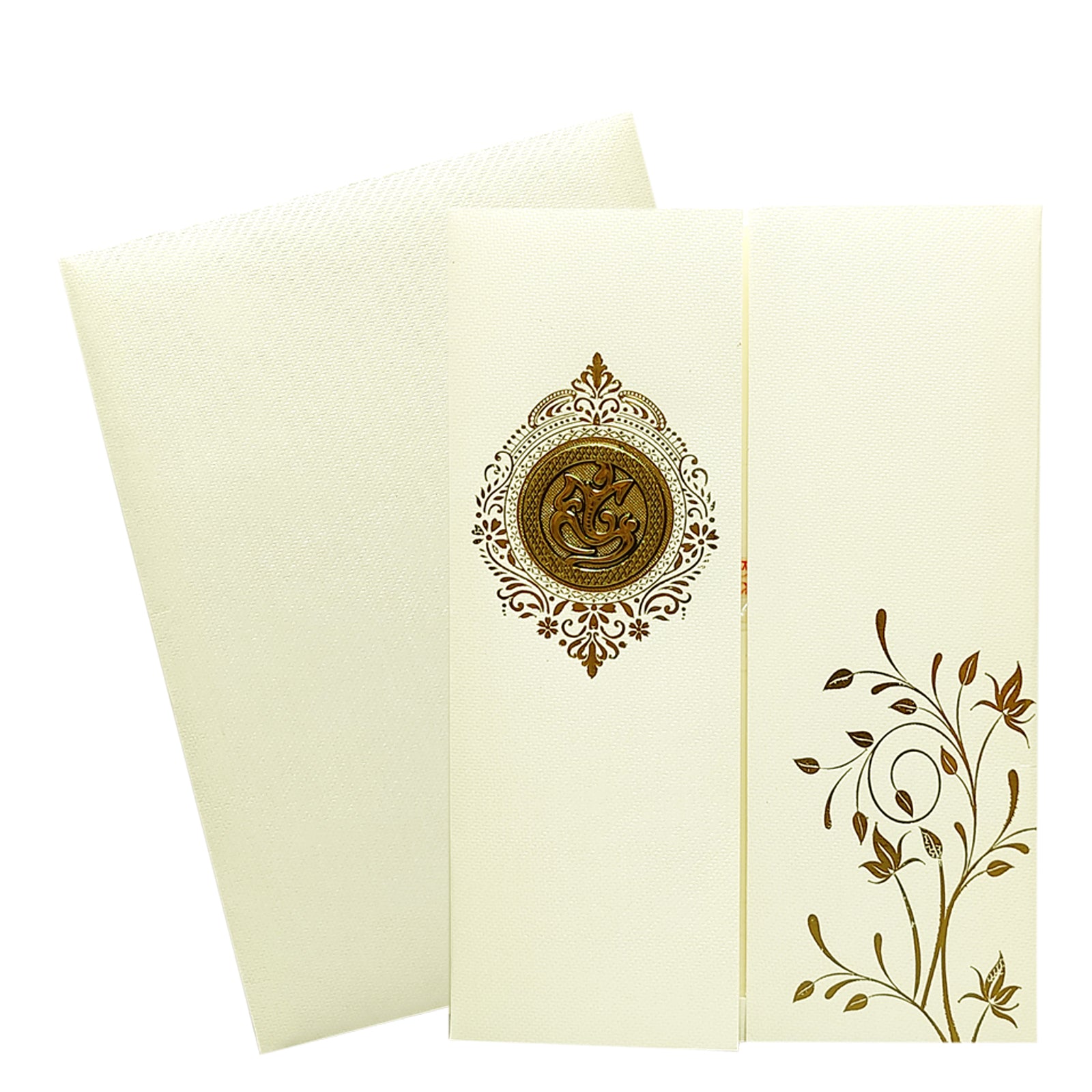 White Ganesha Door Invitation Card-KNKTW029