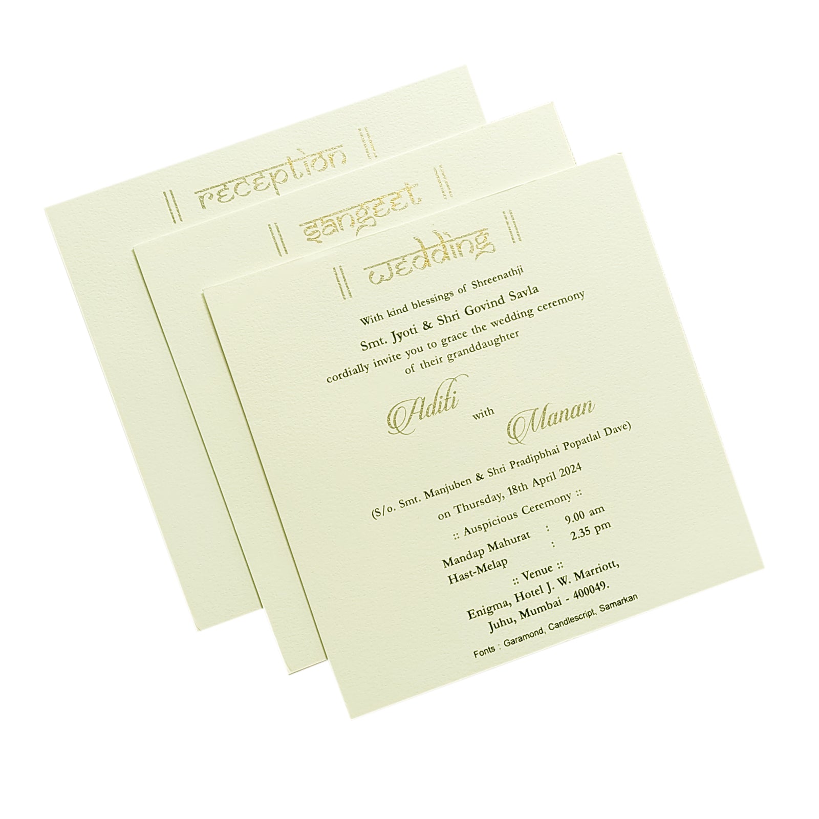 White Nameplate Embossed Invitation Card-KRC29740