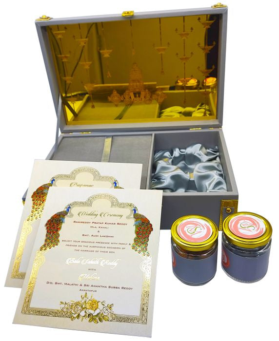 Grey Ultra Premium Luxury Invite With Two Sweet Boxes-KNKUP046