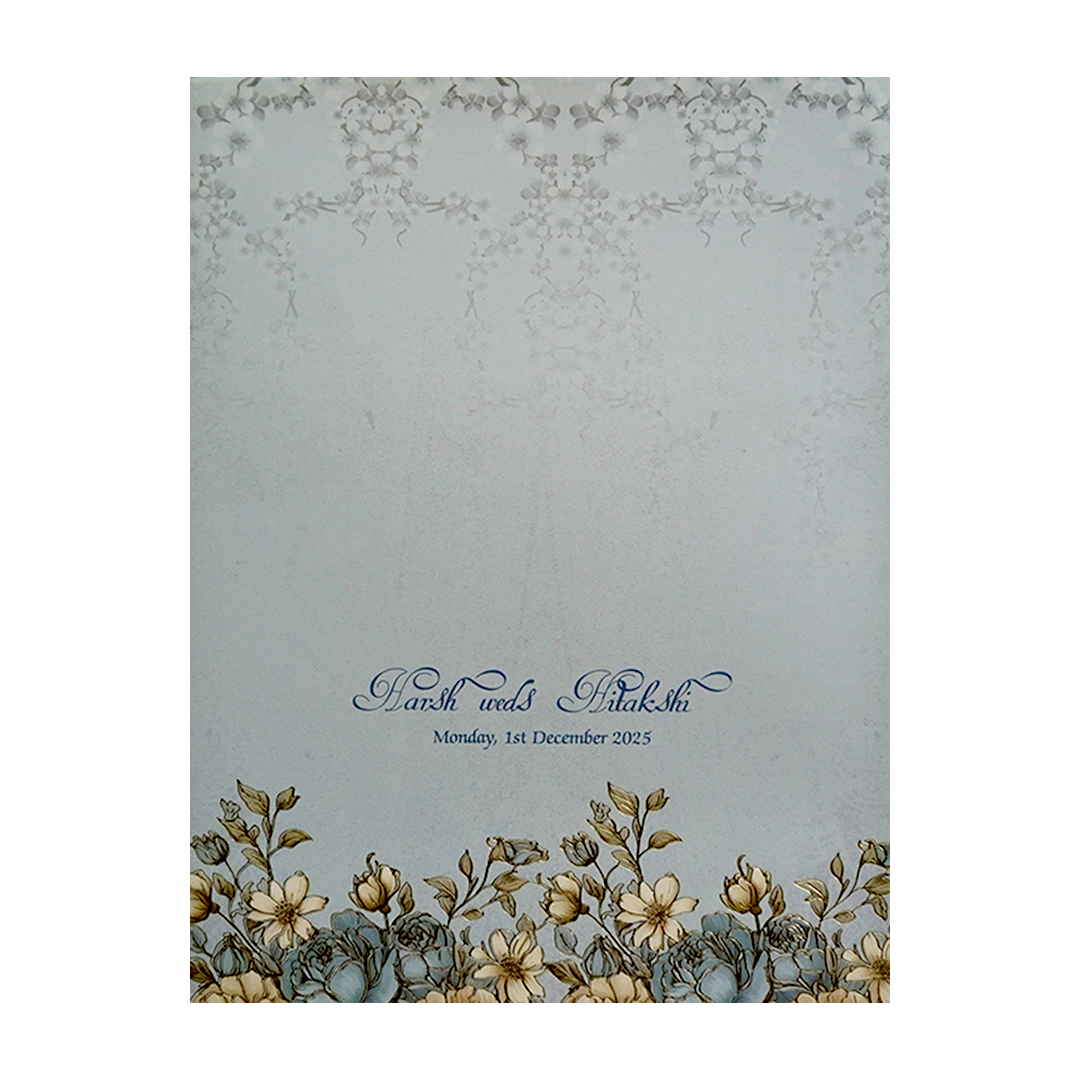 Blue Floral Wedding Card-KPR09690