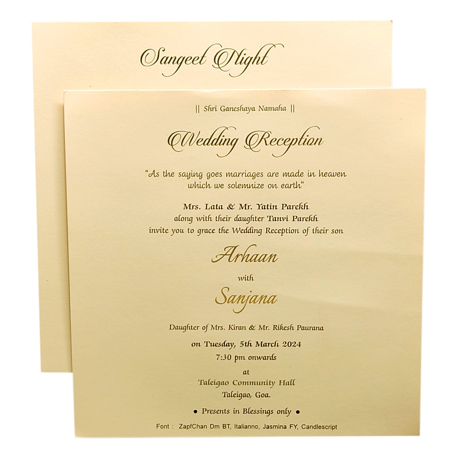 Peach Embossed Padded Invitation Card-KRC27421