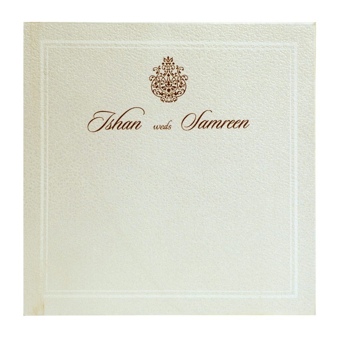 Pearl White Ganesha Wedding Card-KRC30421