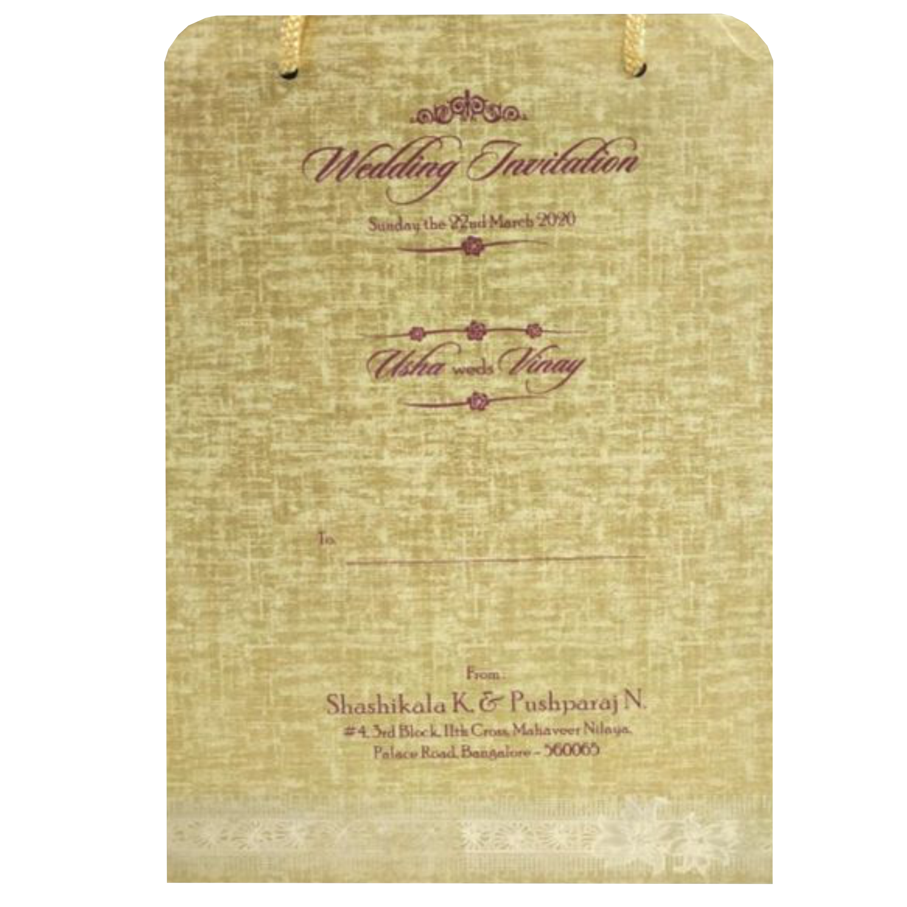 Brown Gold Premium Padded Stiff Board Invitation Card With Ganesha-KNPS9512N