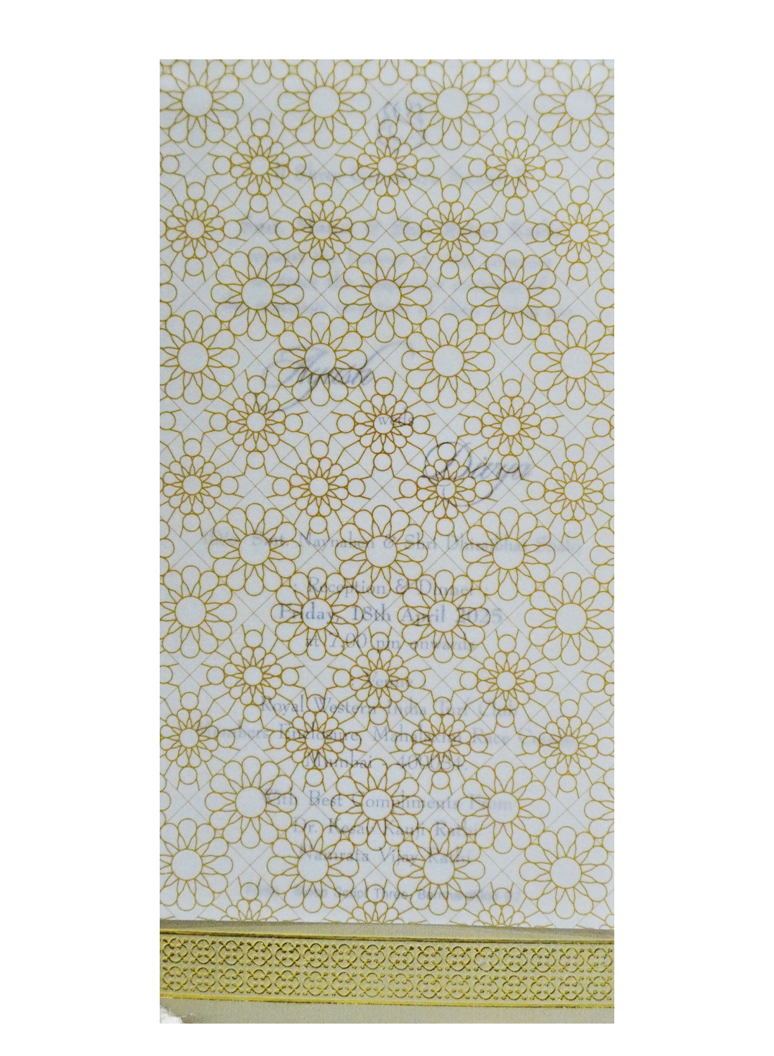 Beige Single Tracing Invitation Card-KRCS7361