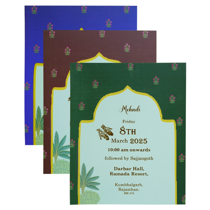 Green Padded Foiled Wedding Card-King of Cards