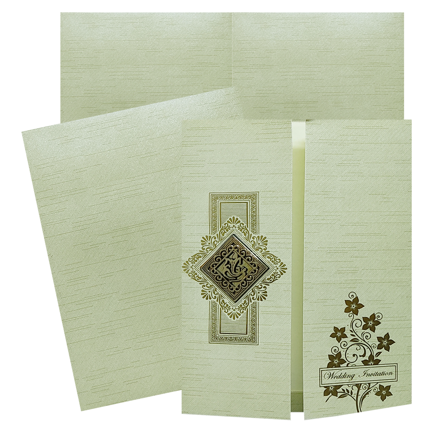 Pista Green Door Ganesha Wedding Card-KNRM7076N