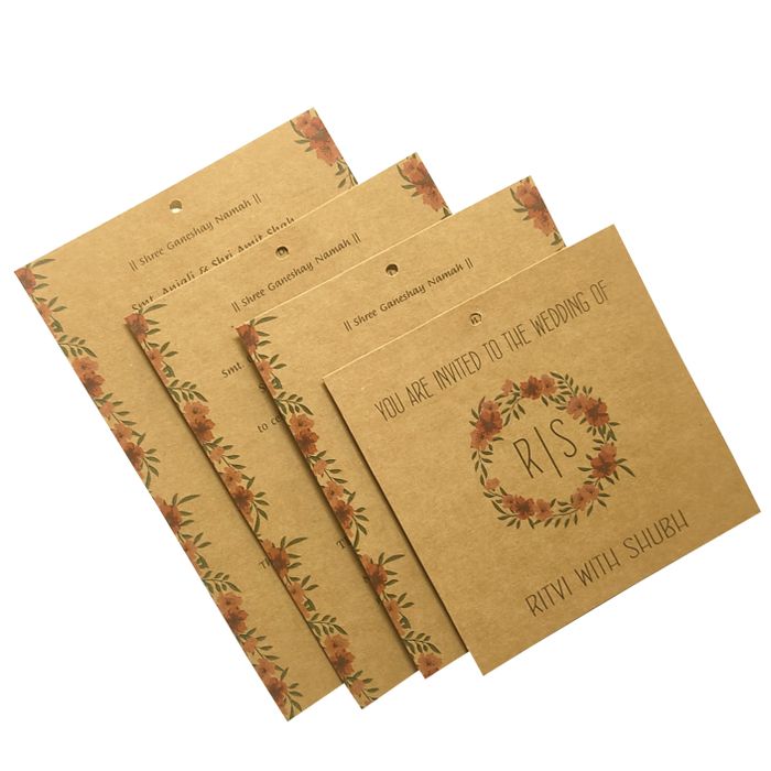 Brown Floral Design Invitation Card-King of Cards