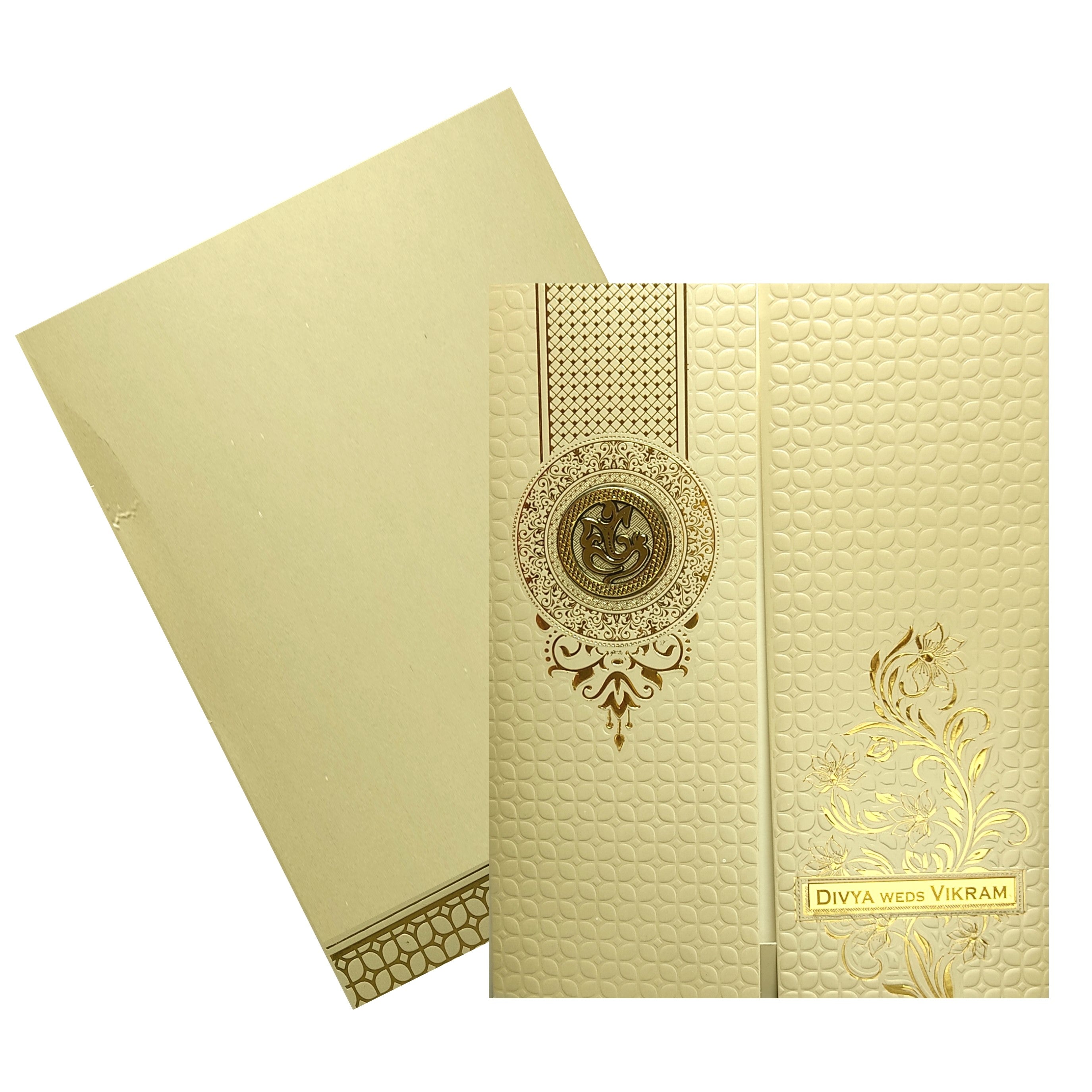 Gold Embossed Nameplate Invitation Card-KNK4201B