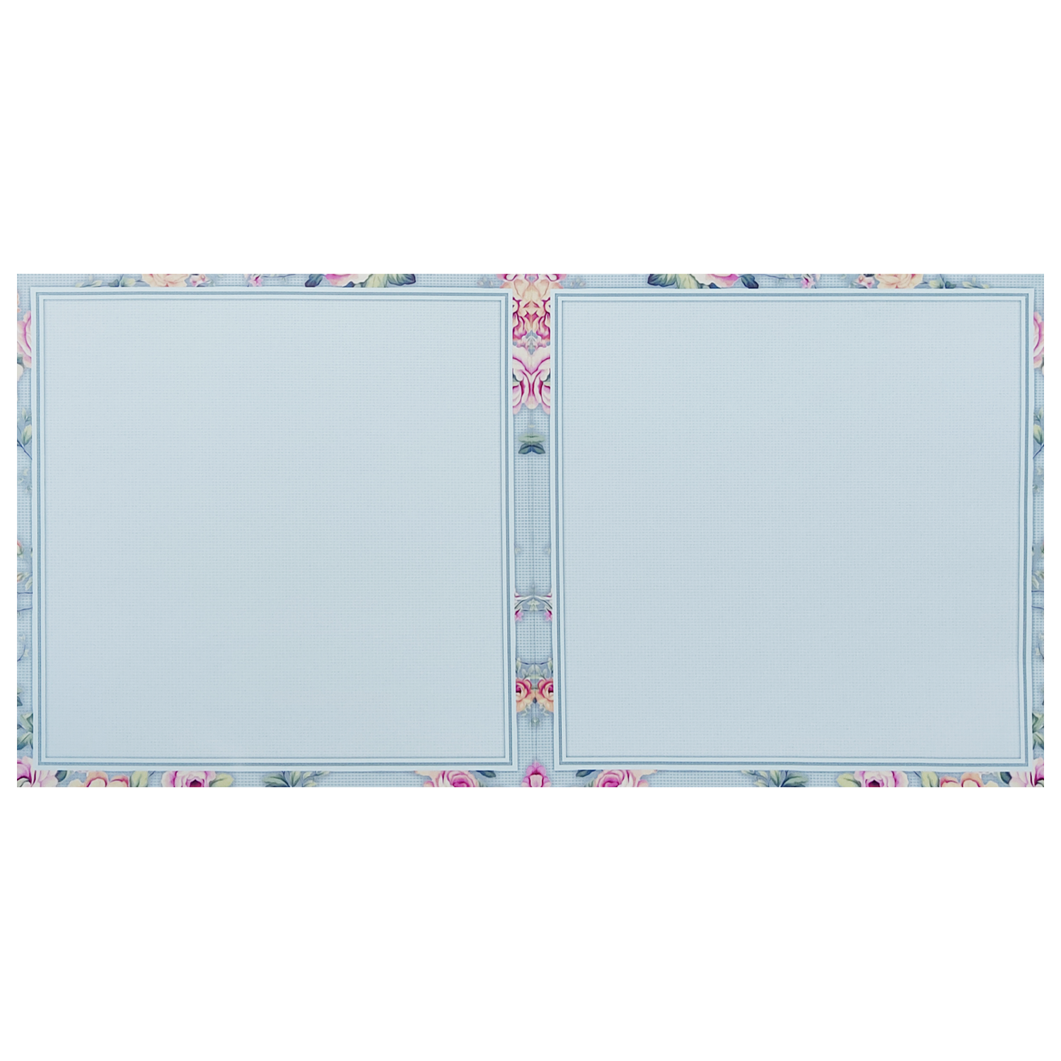 Ash Blue Floral Nameplate Wedding Card-KNKD8108