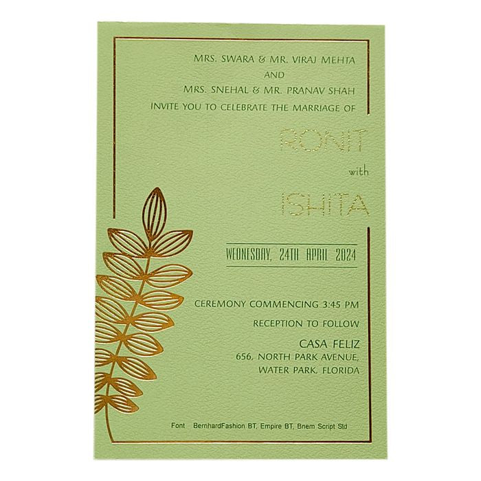 Green Design Single Sheet Invitation Card-King of Cards