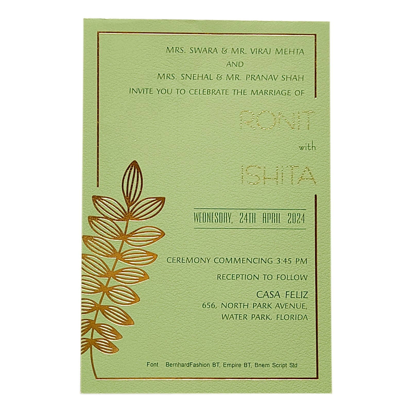 Green Design Single Sheet Invitation Card-KRCS5012