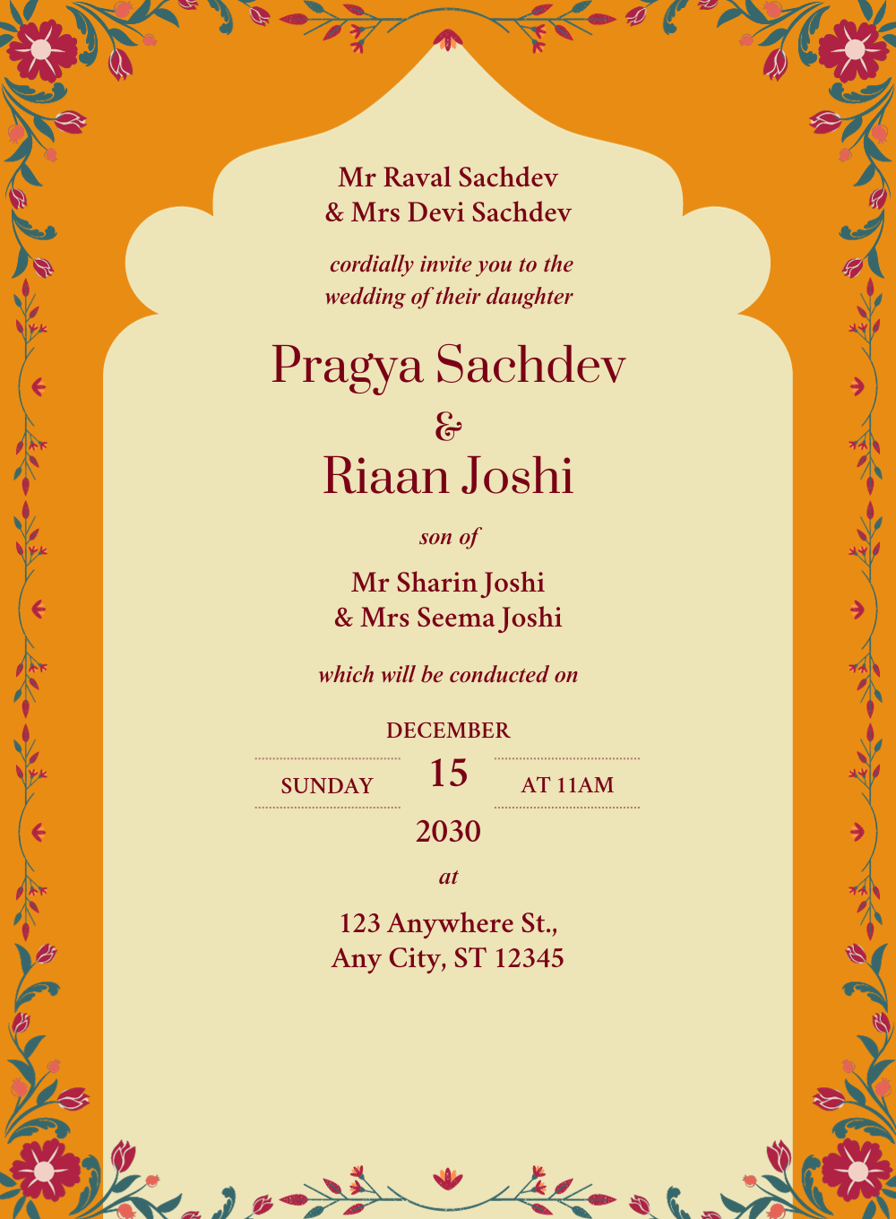 Orange Modern Indian Wedding Invitation-EINK0044